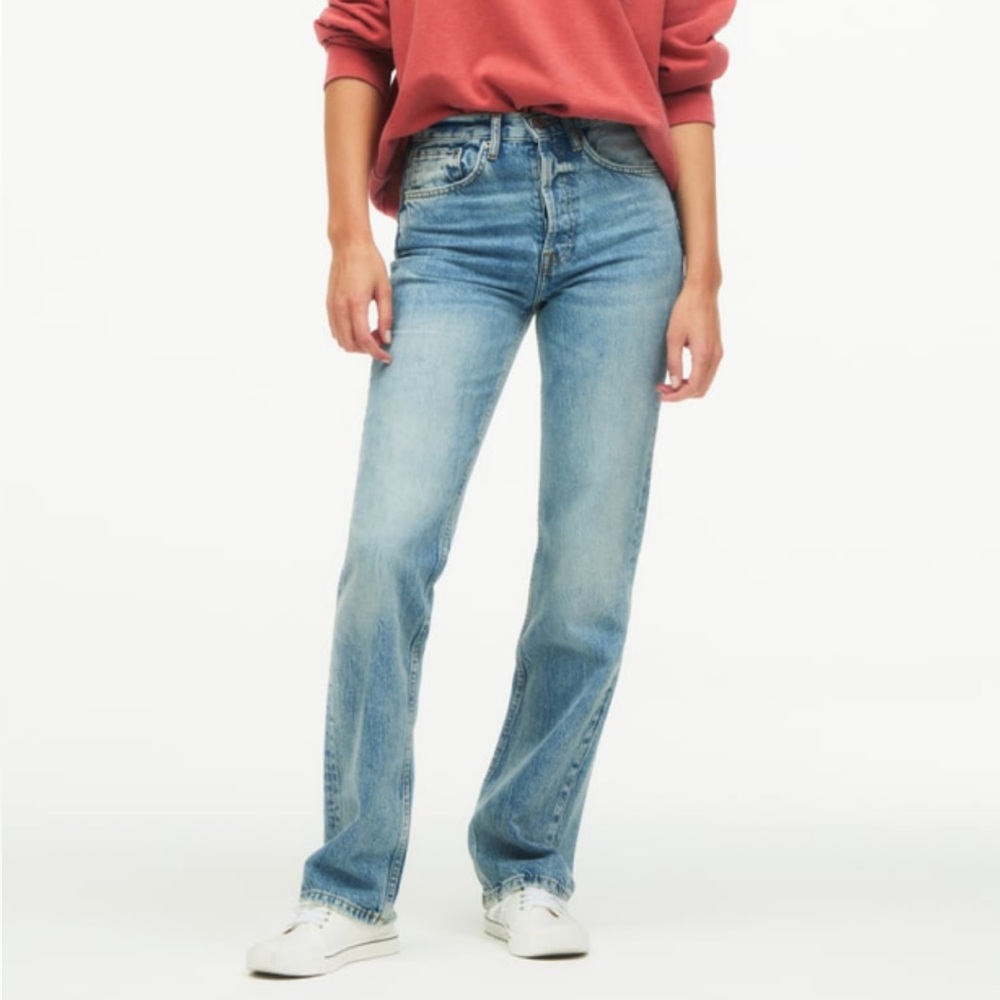 NWT Zara The Straight Full Length ZW Jeans in faded blue